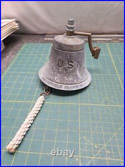 Antique USN US Navy Bronze Brass Ship's Bell Maritime Bracket Mount