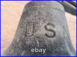 Antique USN US Navy Bronze Brass Ship's Bell Maritime Bracket Mount