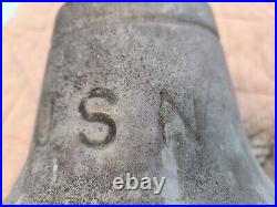 Antique USN US Navy Bronze Brass Ship's Bell Maritime Bracket Mount