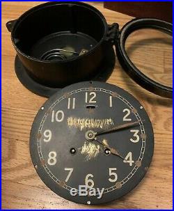 Antique US Maritime Commission Chelsea Ships Bell Clock 6 Black Brass Dial Work