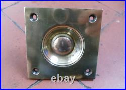 Antique Unusual square solid brass door bell press, tested and working