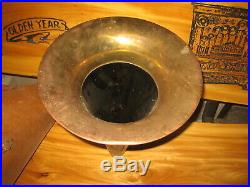 Antique Victor Outside Brass Bell Horn With Original Carry Cover