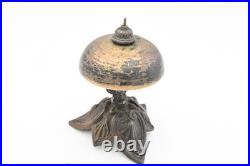 Antique Victorian 1860s Hotel Counter Top Service Brass and Iron Desk Call Bell