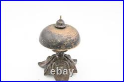 Antique Victorian 1860s Hotel Counter Top Service Brass and Iron Desk Call Bell