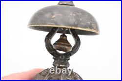 Antique Victorian 1860s Hotel Counter Top Service Brass and Iron Desk Call Bell