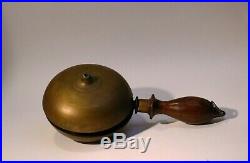 Antique Victorian 1868 Fire Fireman's Hand Held Brass Muffin Bell Alarm LARGE