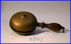 Antique Victorian 1868 Fire Fireman's Hand Held Brass Muffin Bell Alarm LARGE
