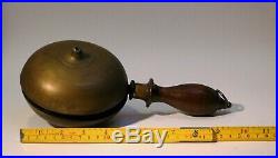 Antique Victorian 1868 Fire Fireman's Hand Held Brass Muffin Bell Alarm LARGE