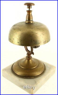 Antique Victorian Bradley & Hubbard Brass Call Bell Marble Base Works Complete