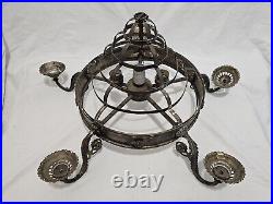 Antique Victorian Brass Beehive Four Arm Chandelier Needs To Be Wired 22W
