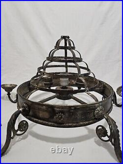 Antique Victorian Brass Beehive Four Arm Chandelier Needs To Be Wired 22W