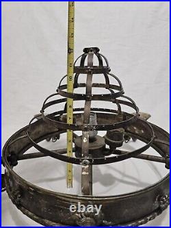 Antique Victorian Brass Beehive Four Arm Chandelier Needs To Be Wired 22W