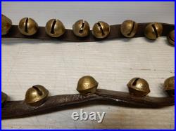 Antique Victorian Brass Embossed Graduated Sleigh Bells 50 Inches Long