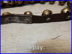 Antique Victorian Brass Embossed Graduated Sleigh Bells 50 Inches Long