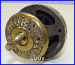 Antique Victorian Brass & Iron Entry Door Bell Crank Turn Twist Key Knob WORKS
