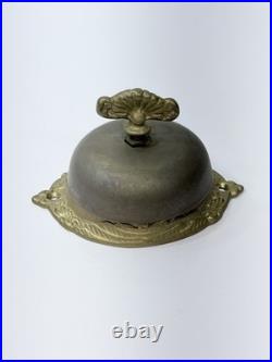 Antique Victorian Brass Mechanical Twist Doorbell Twist Turn Desk Bell Works