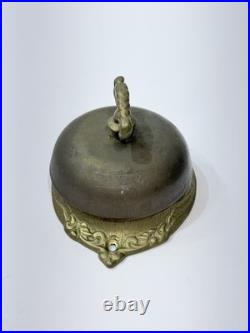 Antique Victorian Brass Mechanical Twist Doorbell Twist Turn Desk Bell Works