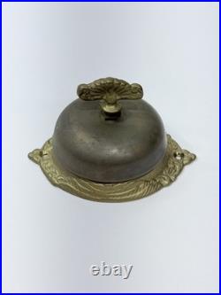 Antique Victorian Brass Mechanical Twist Doorbell Twist Turn Desk Bell Works