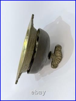 Antique Victorian Brass Mechanical Twist Doorbell Twist Turn Desk Bell Works