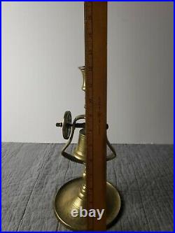 Antique Victorian Brass Tavern Service Bell with Candlestick, Original Patina