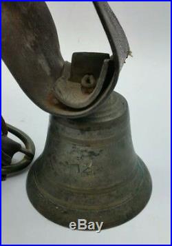 Antique Victorian Cattle Cow Bell + Leather Strap Rustic Country Home Doorbell