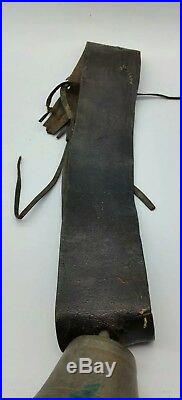 Antique Victorian Cattle Cow Bell + Leather Strap Rustic Country Home Doorbell