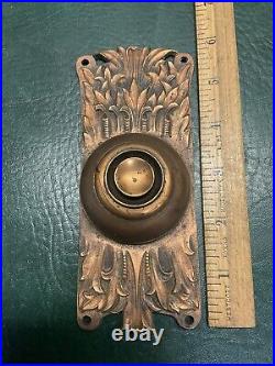 Antique Victorian Corbin Florence Pattern Bronze Door Bell & Plate