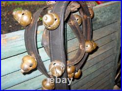 Antique Victorian Farmhouse Rare Acorn Shape Brass Sleigh Ride Bells