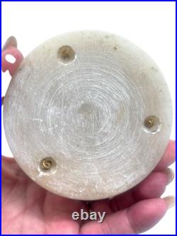 Antique Victorian French Mother of Pearl Brass Hotel Bell on Alabaster Base