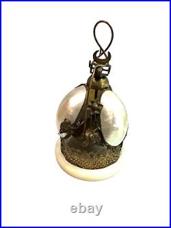 Antique Victorian French Palais Royale Hotel Table Bell MOP Shell Brass C1880