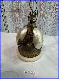 Antique Victorian French Palais Royale Hotel Table Bell MOP Shell Brass C1880