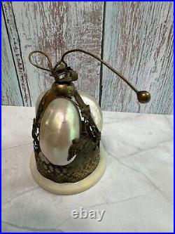 Antique Victorian French Palais Royale Hotel Table Bell MOP Shell Brass C1880