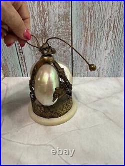 Antique Victorian French Palais Royale Hotel Table Bell MOP Shell Brass C1880