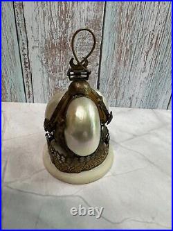 Antique Victorian French Palais Royale Hotel Table Bell MOP Shell Brass C1880