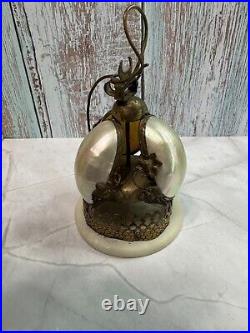 Antique Victorian French Palais Royale Hotel Table Bell MOP Shell Brass C1880