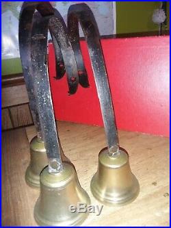 Antique Victorian Hanging Servants Bell Set Of Three Brass Bells