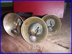 Antique Victorian Hanging Servants Bell Set Of Three Brass Bells