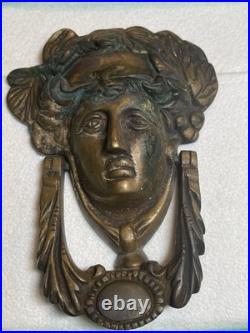 Antique Victorian Lady Door Bell Bronze Queen Face Door Knocker Heavy Original
