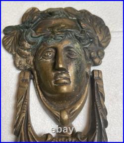 Antique Victorian Lady Door Bell Bronze Queen Face Door Knocker Heavy Original