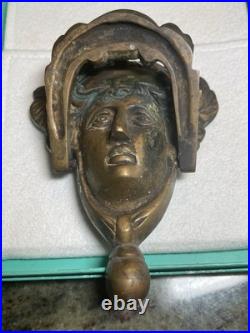 Antique Victorian Lady Door Bell Bronze Queen Face Door Knocker Heavy Original
