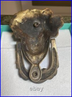 Antique Victorian Lady Door Bell Bronze Queen Face Door Knocker Heavy Original