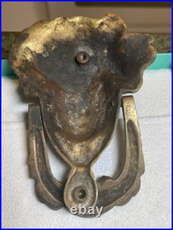 Antique Victorian Lady Door Bell Bronze Queen Face Door Knocker Heavy Original
