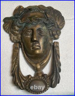 Antique Victorian Lady Door Bell Bronze Queen Face Door Knocker Heavy Original
