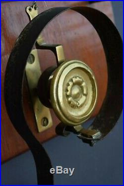 Antique Victorian Mahogany Mounted Brass Servants Bell front door bell reclaimed