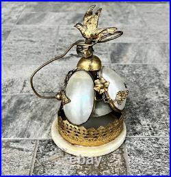 Antique Victorian Mother of Pearl Brass Dove Gold Gilt Desk Service Bell