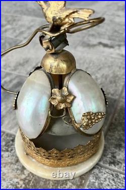Antique Victorian Mother of Pearl Brass Dove Gold Gilt Desk Service Bell