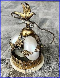 Antique Victorian Mother of Pearl Brass Dove Gold Gilt Desk Service Bell