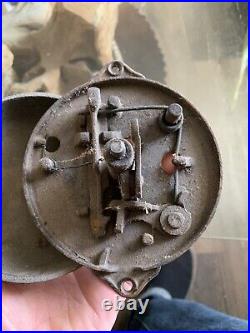 Antique Victorian Ornate Mechanical Doorbell Cast Iron Fancy Brass Pull 1870s