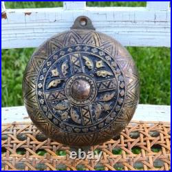 Antique Victorian Ornate Mechanical Doorbell Pat 1879 Cast Iron Eastlake Brass