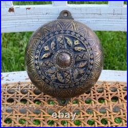 Antique Victorian Ornate Mechanical Doorbell Pat 1879 Cast Iron Eastlake Brass
